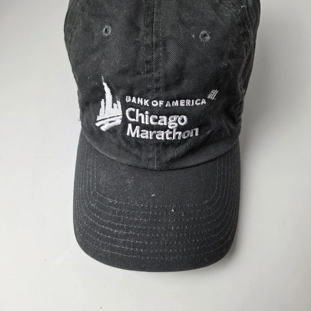 Vintage Nike Bank Of America Chicago Marathon Running Hat Cap Black Adjustable